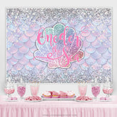 Silver Glitter Oneder la toile de fond d'anniversaire de sirène de mer